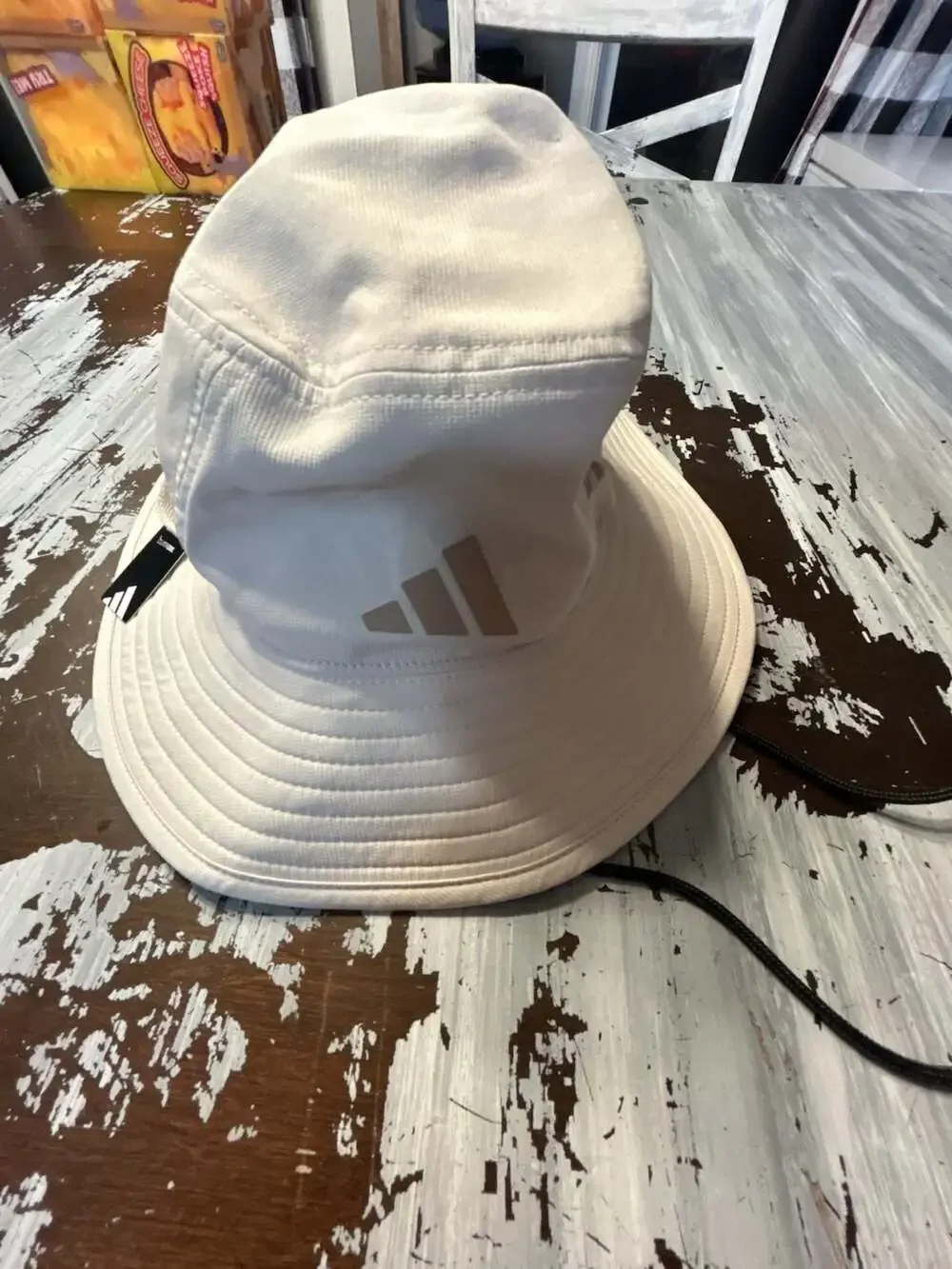 Adidas Victory 5 Bucket Hat in White with UPF 50 Sun Protection